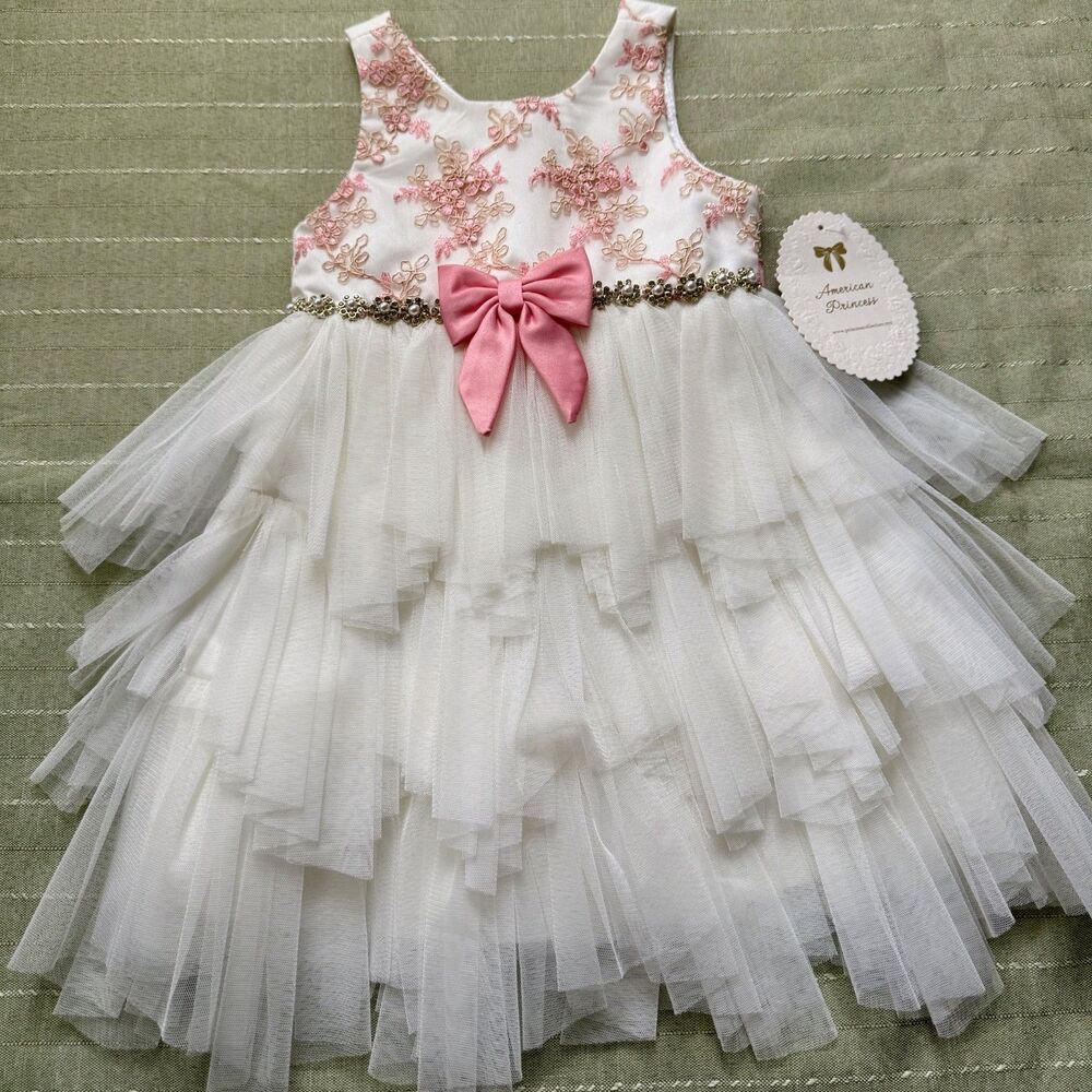 NWT American Princess Girls Dress Pink White Floral Size 3T Toddler
